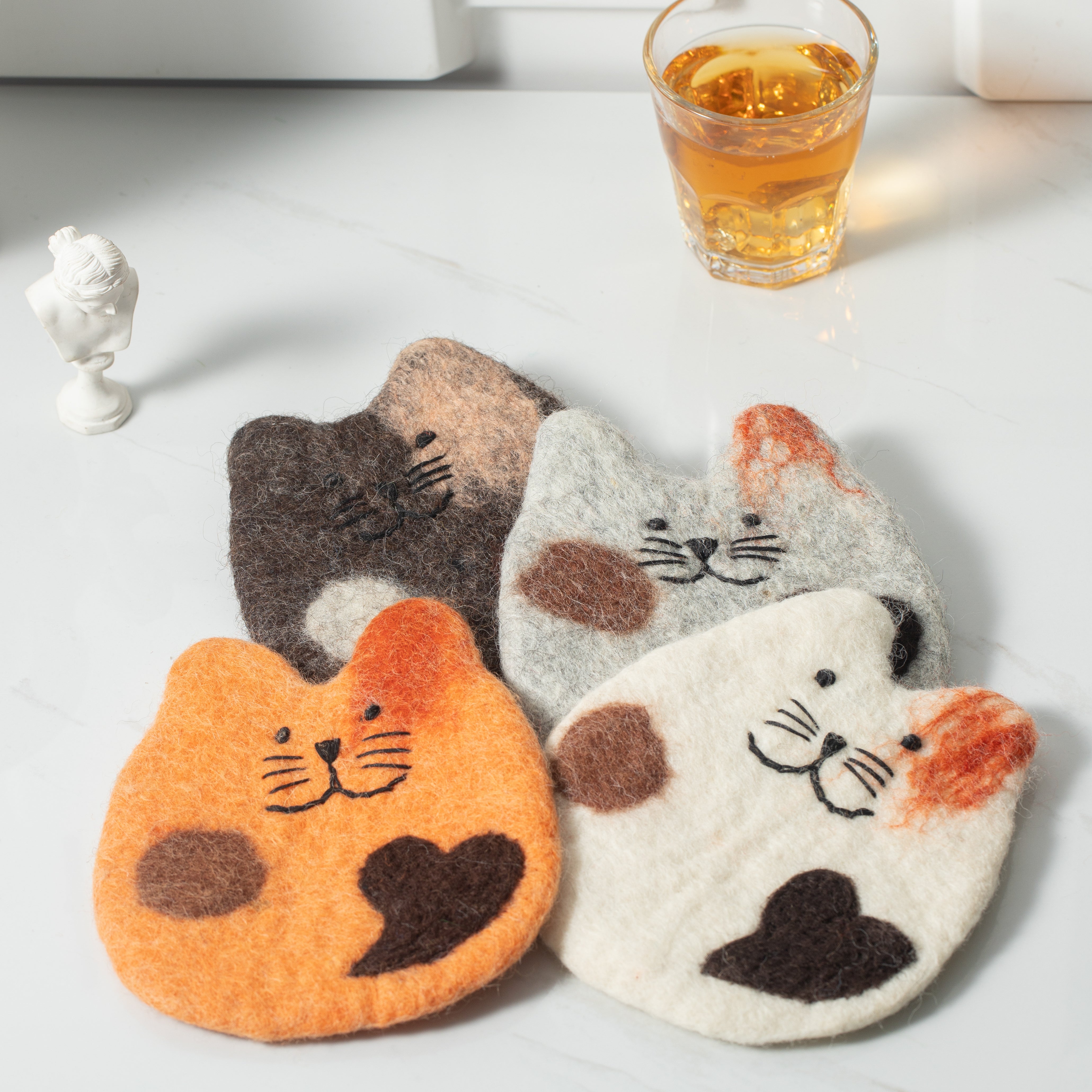 Handmade Felt Coffee Cup Mug Table Mat Coasters - Fatty Cat – Olie's Gift &  Ship